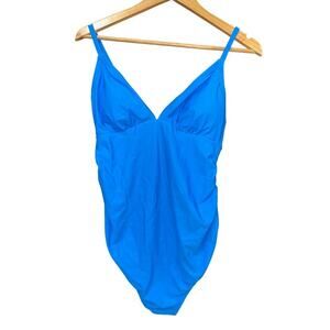 CupShe One Piece Swimsuit Blue Medium adjustable straps modest minimalist NWT